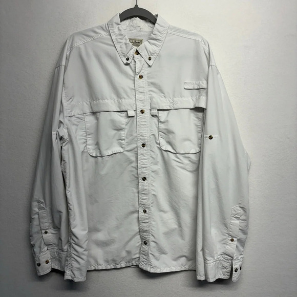 LL Bean Men’s Button Down Shirt XL Tall White Vented - Picture 1 of 8